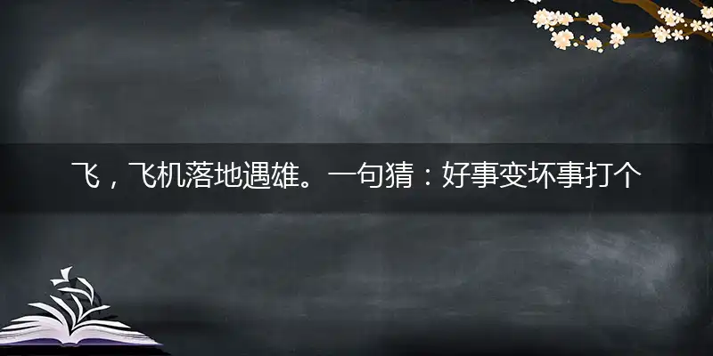 飞，飞机落地遇雄。一句猜：好事变坏事打个最佳准确生肖,释义谜语解释剖析