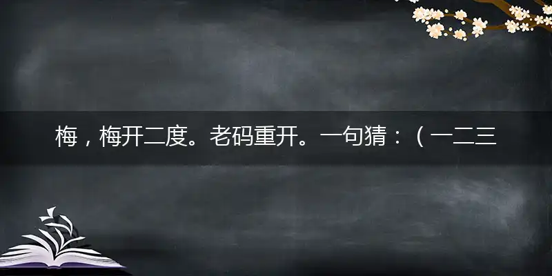 梅,梅开二度。老码重开。一句猜：（一二三四）