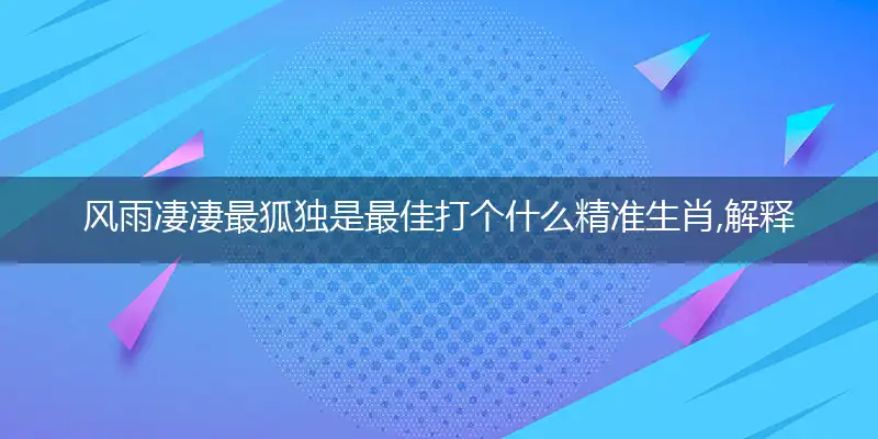 风雨凄凄最狐独