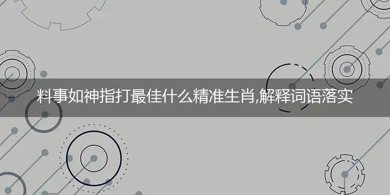 料事如神指打最佳什么精准生肖,解释词语落实阐述释义