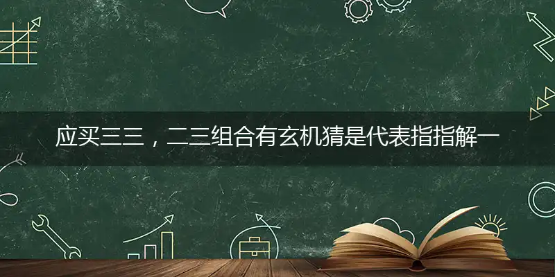 应买三三，二三组合有玄机猜是代表指释义成语落实作答解释