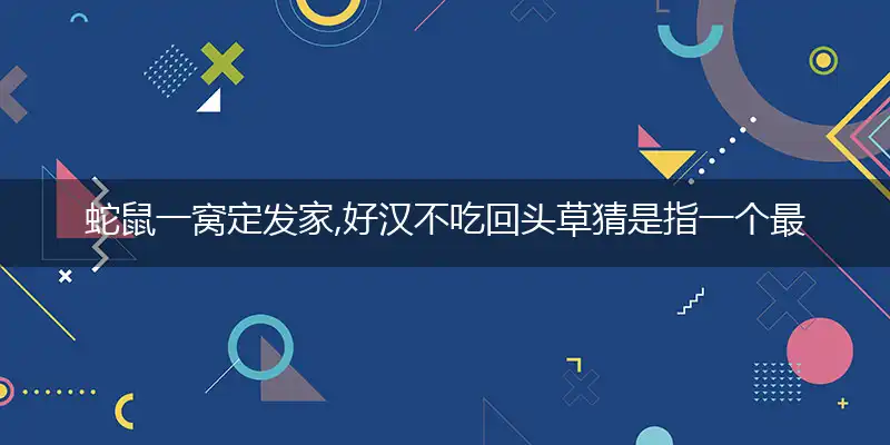 蛇鼠一窝定发家,好汉不吃回头草