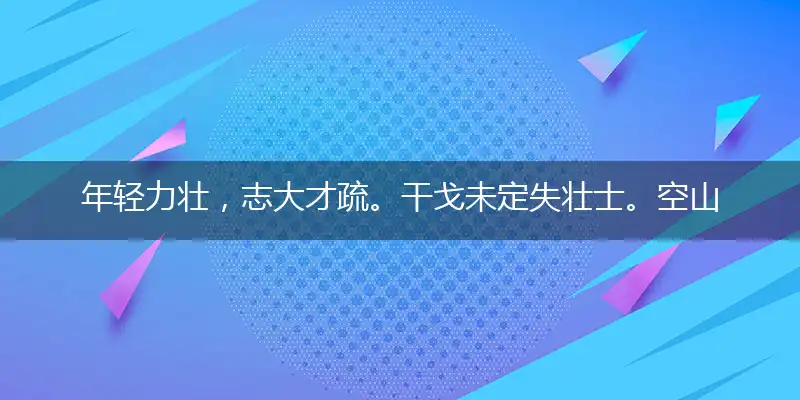 年轻力壮,志大才疏。干戈未定失壮士。空山灵雨,荡涤凡尘。投金渚畔春杨柳