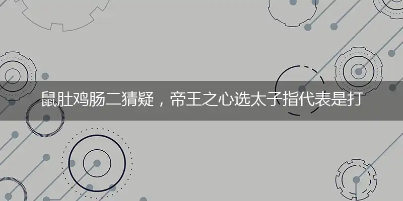 鼠肚鸡肠二猜疑,帝王之心选太子