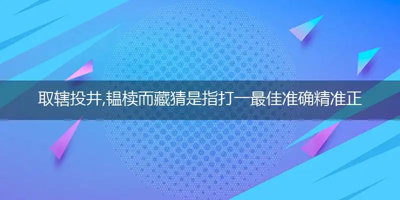 取辖投井,韫椟而藏