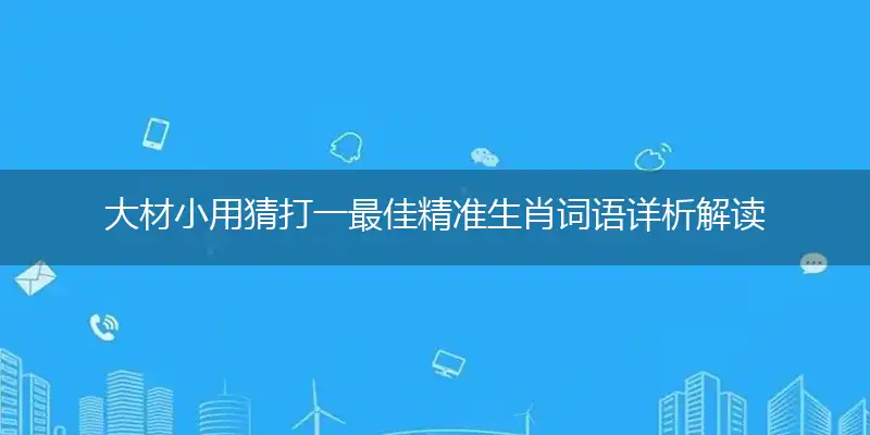 大材小用猜打一最佳精准生肖词语详析解读