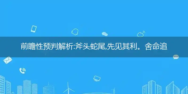 斧头蛇尾,先见其利。舍命追求,如渴似饥