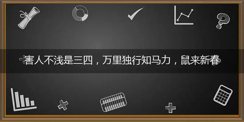 害人不浅是三四,万里独行知马力,鼠来新春庆新年,一路高歌在四门