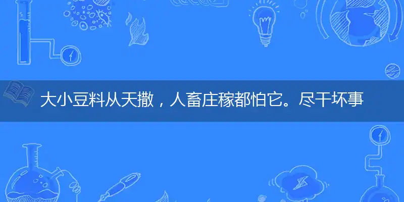 大小豆料从天撒，人畜庄稼都怕它。尽干坏事伤天理，掌握科技征服它成语精选解释落实