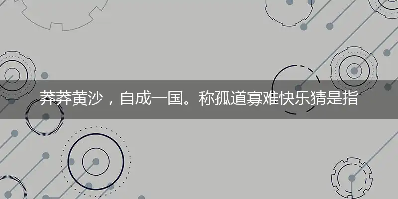 莽莽黄沙，自成一国。称孤道寡难快乐独家解精选解释