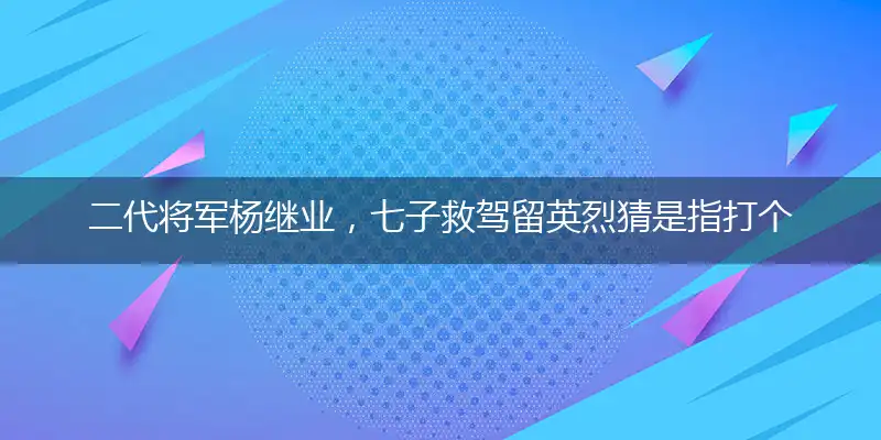 二代将军杨继业,七子救驾留英烈