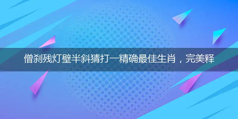 僧刹残灯壁半斜猜打一精确最佳生肖，完美释义词语解释
