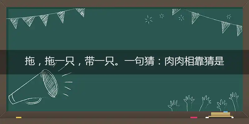 拖,拖一只,带一只。一句猜:肉肉相靠词语深入分析阐述