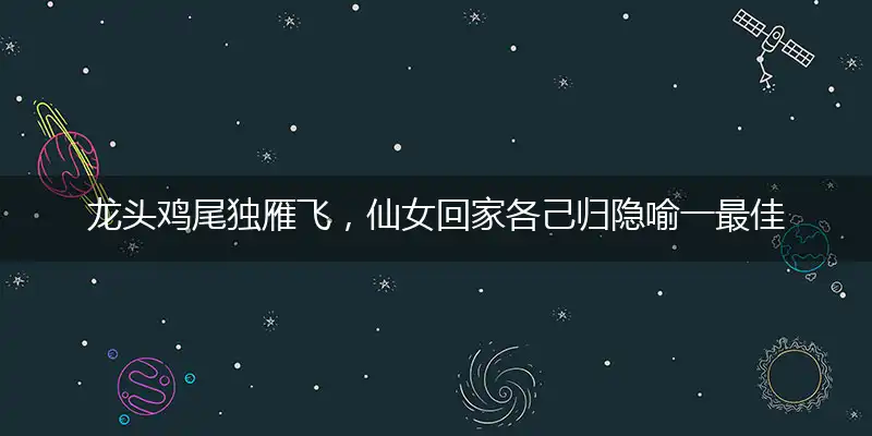 龙头鸡尾独雁飞，仙女回家各己归隐喻一最佳生肖,独家释义词语解释!
