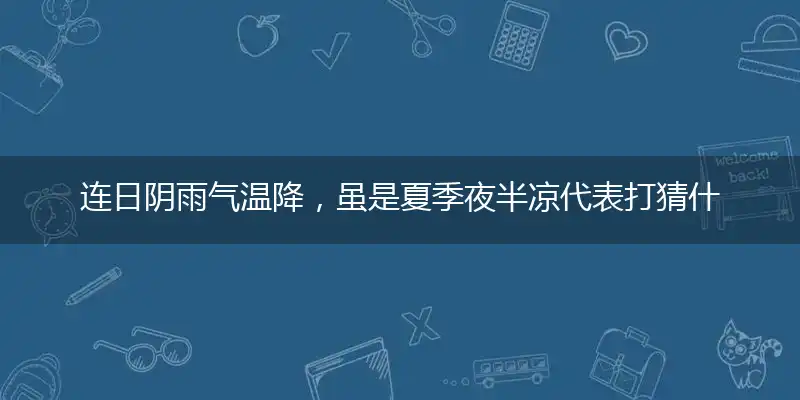 连日阴雨气温降，虽是夏季夜半凉代表打猜什么生肖，准确释义最佳成语解释