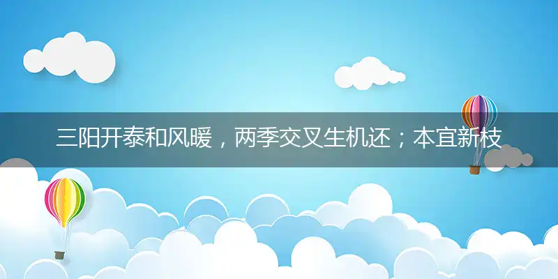 三阳开泰和风暖，两季交叉生机还；本宜新枝泉水少，今年洪泽涝山川猜打一生肖——最佳准确生肖词语解析