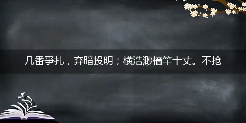 几番爭扎，弃暗投明；横浩渺樯竿十丈。不抢不夺，有违本性！声名谩作耳中瑱是最佳准确代表指什么生肖,精准词语作答解析释义